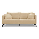 Sofá 3 Lugares Pé De Ferro Preto Rafaela 200 Cm Linho Dourado