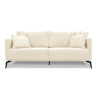 Sofá 3 Lugares Pé De Ferro Preto Rafaela 200 Cm Linho Pérola