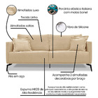 Sofá 3 Lugares Pé De Ferro Preto Rafaela 200 Cm Linho S04 - D