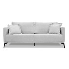 Sofá 3 Lugares Pé De Ferro Preto Rafaela 220 Cm Linho Grigio