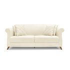 Sofá 3 Lugares Pé De Madeira Julieta 200 Cm Linho Pérola S04