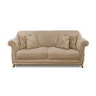 Sofá 3 Lugares Pé De Madeira Julieta 200 Cm Suede Bege S04 -