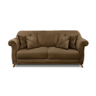 Sofá 3 Lugares Pé De Madeira Julieta 200 Cm Suede Caramelo S0