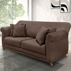 Sofá 3 Lugares Pé De Madeira Julieta 200 Cm Veludo Marrom S04