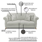 Sofá 3 Lugares Pé De Madeira Julieta 200 Cm Veludo Prata S04