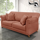 Sofá 3 Lugares Pé De Madeira Julieta 200 Cm Veludo S04 - D'ro