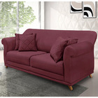 Sofá 3 Lugares Pé De Madeira Julieta 200 Cm Veludo Vinho S04