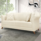 Sofá 3 Lugares Pé De Madeira Julieta 220 Cm Linho Natural S04