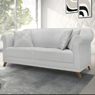 Sofá 3 Lugares Pé De Madeira Julieta 220 Cm Linho S04 - D'ros