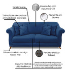 Sofá 3 Lugares Pé De Madeira Julieta 220 Cm Suede S04 - D'ros