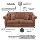 Sofá 3 Lugares Pé De Madeira Julieta 220 Cm Veludo Cobre S04