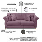 Sofá 3 Lugares Pé De Madeira Julieta 220 Cm Veludo S04 - D'ro
