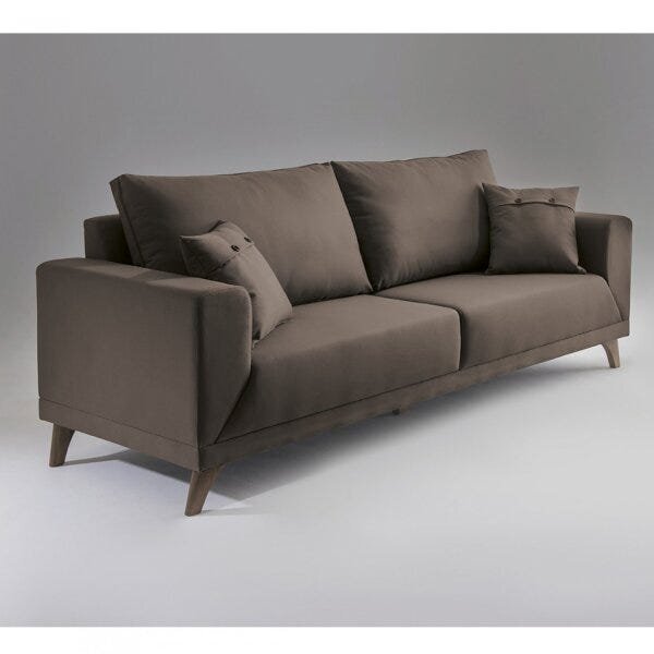 Sofa 3 Lugares Pes Em Imbuia Manchester  Marrom