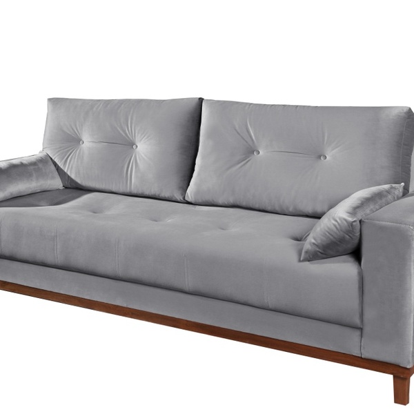 Sofá 3 Lugares Pisa Aifos Estofados Cinza, 182 Largura