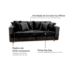 Sofá 3 Lugares Preto Em Veludo 1,80m Phaeo