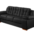 Sofá 3 Lugares Preto Em Veludo 2,07m Zumthor