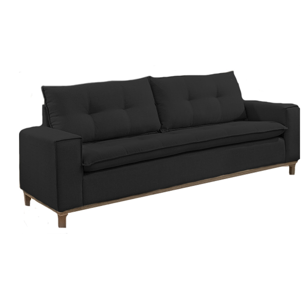 Sofá 3 Lugares Preto Em Veludo 2,16m Meier