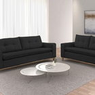 Sofá 3 Lugares Preto Em Veludo 2,16m Meier