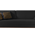 Sofá 3 Lugares Preto Em Veludo 2,24m Lilac