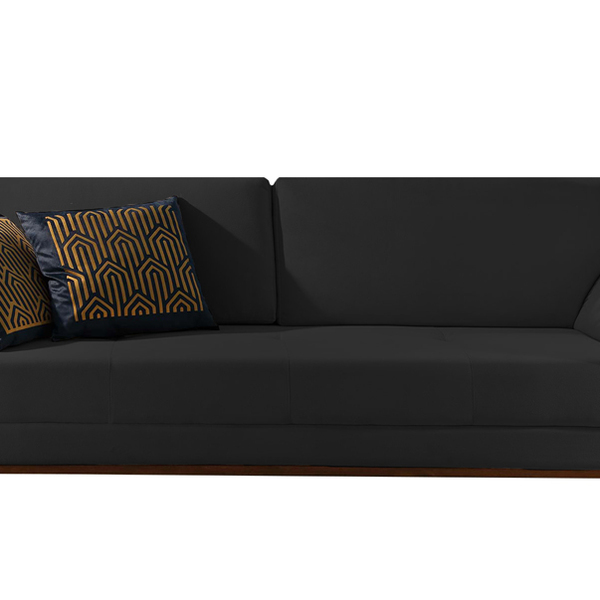 Sofá 3 Lugares Preto Em Veludo 2,24m Lilac