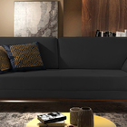 Sofá 3 Lugares Preto Em Veludo 2,24m Lilac