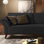 Sofá 3 Lugares Preto Em Veludo 2,24m Lilac