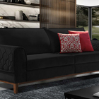 Sofá 3 Lugares Preto Em Veludo 2,44m Apus