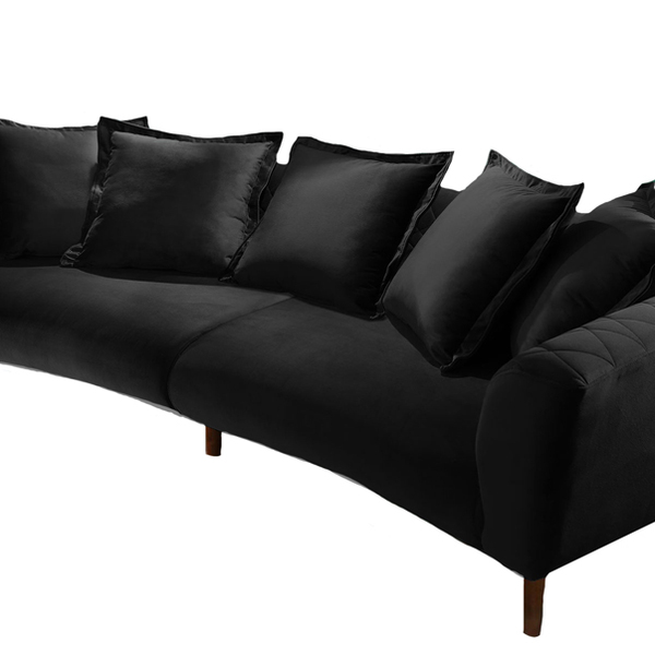 Sofá 3 Lugares Preto Em Veludo 2,50m Vega