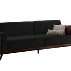 Sofá 3 Lugares Preto Em Veludo 2m Séfora