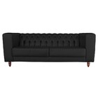 Sofá 3 Lugares Ravena 200cm Couro Preto G58 - Gran Belo