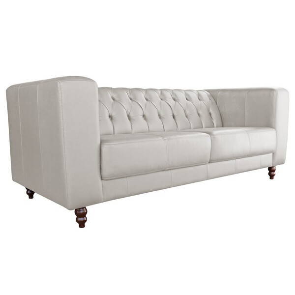 Sofá 3 Lugares Ravena 200cm Couro Tiza G58 - Gran Belo