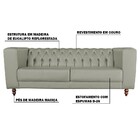 Sofá 3 Lugares Ravena 200cm Couro Verde G58 - Gran Belo