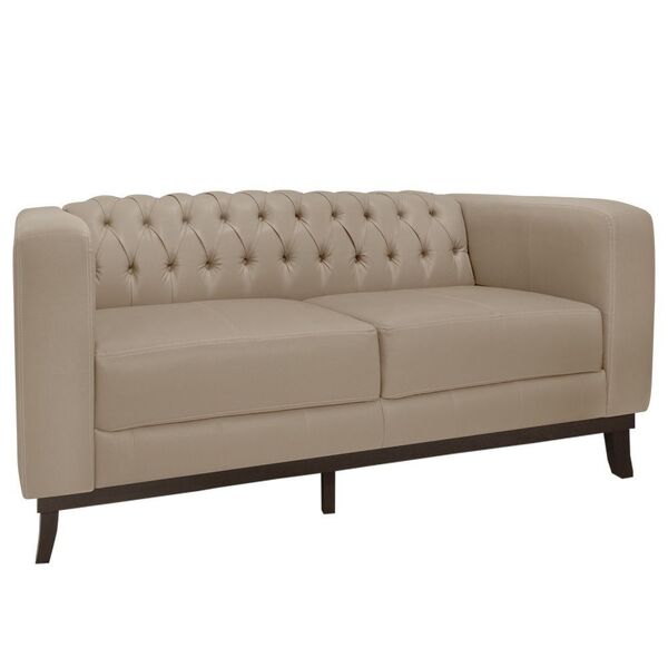 Sofá 3 Lugares Ravena 220cm Couro Bege 66 - Gran Belo