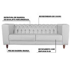 Sofá 3 Lugares Ravena 220cm Couro Branco G58 - Gran Belo