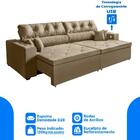 Sofá 3 Lugares Retrátil 2,02 M, Tecnologia Usb Castor