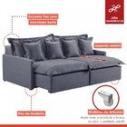 Sofá 3 Lugares Retrátil 214cm Com Almofadas Lisboa