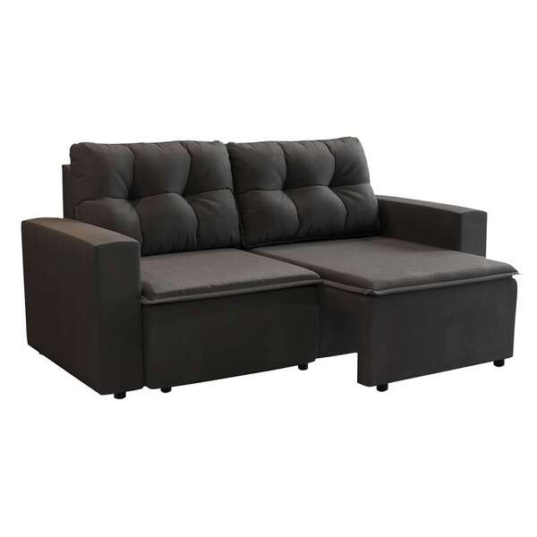 Sofá 3 Lugares Retrátil Amsterdã Ii Suede Preto 210 Cm