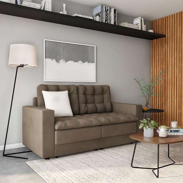 Sofá 3 Lugares Retrátil Berlim  Suede Bege