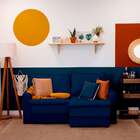 Sofá 3 Lugares Retrátil Berna Linho Azul Marinho 180 Cm