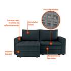 Sofá 3 Lugares Retrátil Berna Linho Grafite 180 Cm