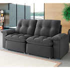 Sofá 3 Lugares Retrátil Bolívia 230 Cm Veludo Grafite Pés Tab