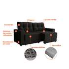 Sofá 3 Lugares Retrátil Brémen Suede Preto 180 Cm