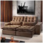 Sofá 3 Lugares Retrátil Bruna 2,30m Veludo - Móveis Mix Marro