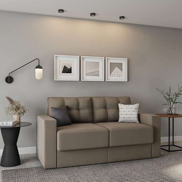 Sofá 3 Lugares Retrátil Dresden Suede Bege 180 Cm