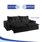 Sofá 3 Lugares Retrátil E Reclinável 2,10 Máximo Suede Preto