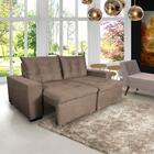 Sofá 3 Lugares Retrátil E Reclinável 2,10m Lari Suede Cappucc