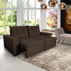 Sofá 3 Lugares Retrátil E Reclinável 2,10m Lari Suede Marrom