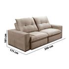 Sofá 3 Lugares Retrátil E Reclinável 2,50m Gralha Azul Bege