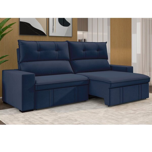 Sofá 3 Lugares Retrátil E Reclinável 207cm Bruges Azul