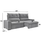 Sofá 3 Lugares Retrátil E Reclinável 207cm Bruges Cinza